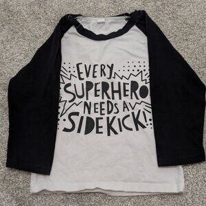Kids Superhero Sidekick Raglan Shirt - Black & White